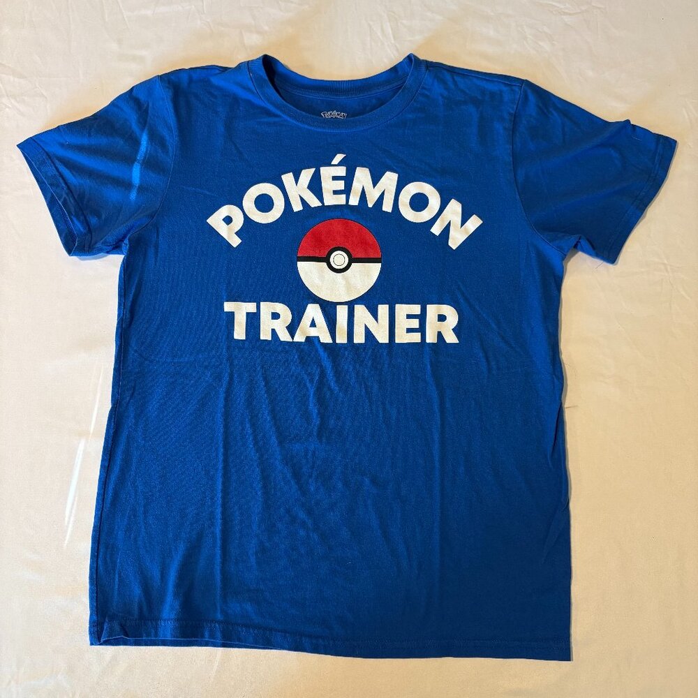 Pokemon Trainer T-Shirt Adult M Blue Pokeball Graphic Tee Official Nintendo